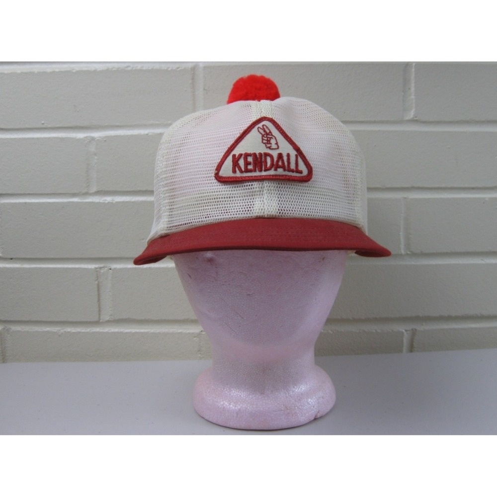 Vintage 80s Kendall Motor Oil Short Bill Mesh Trucker Hat Snap Back Automotive